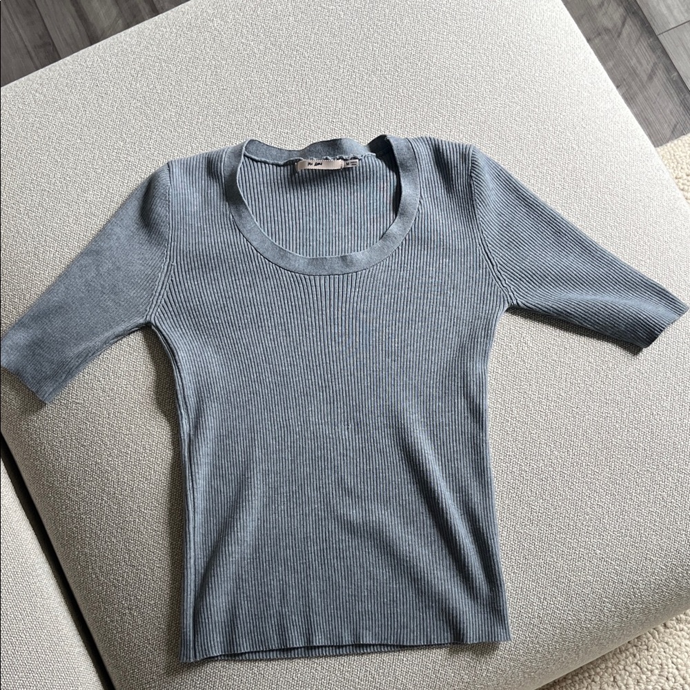 Gray Ribbed Women's Top